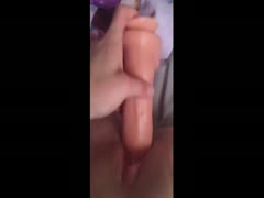 Scat teen destroying her pussy using a hard pink dildo